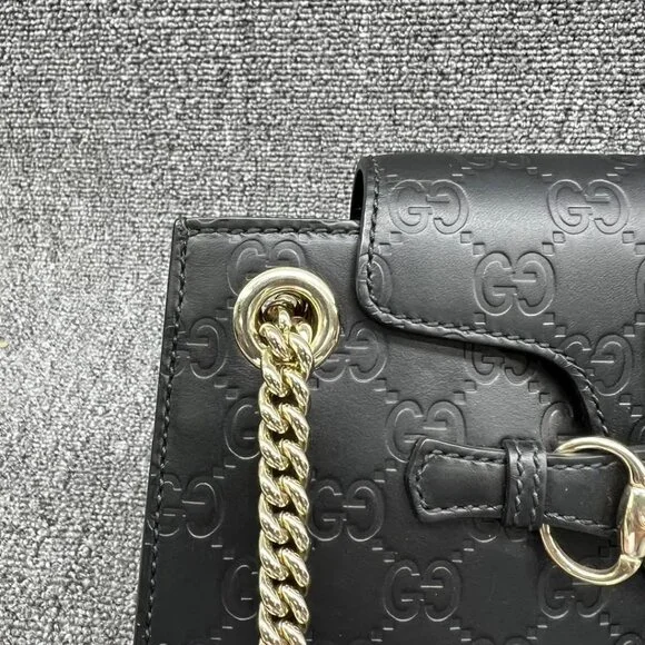 GUCCI Emily Black Leather Shoulder Bag 620-032825 - Picture 6 of 14